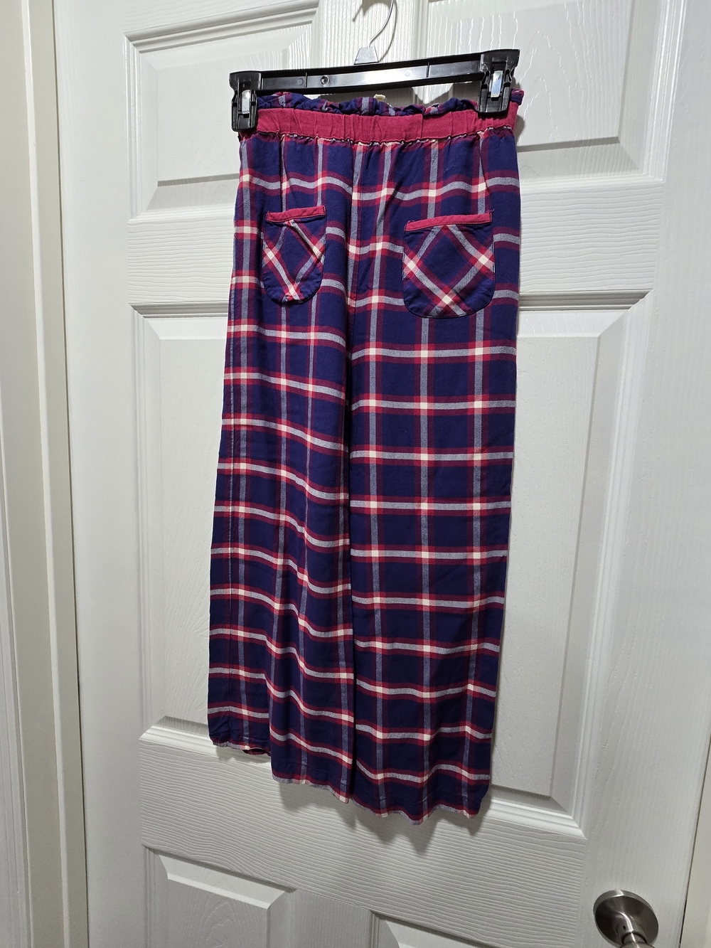 Girls Finding Foxtale Plaid Wide-Leg Pantswith Elastic Waist - Pink & Navy 8